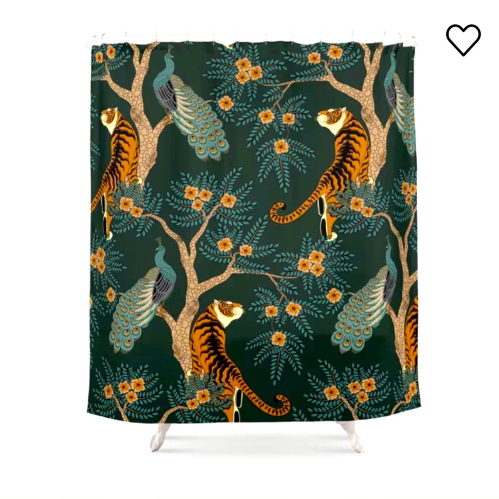 Society6 Tiger and Peacock Standard Shower Curtain. New